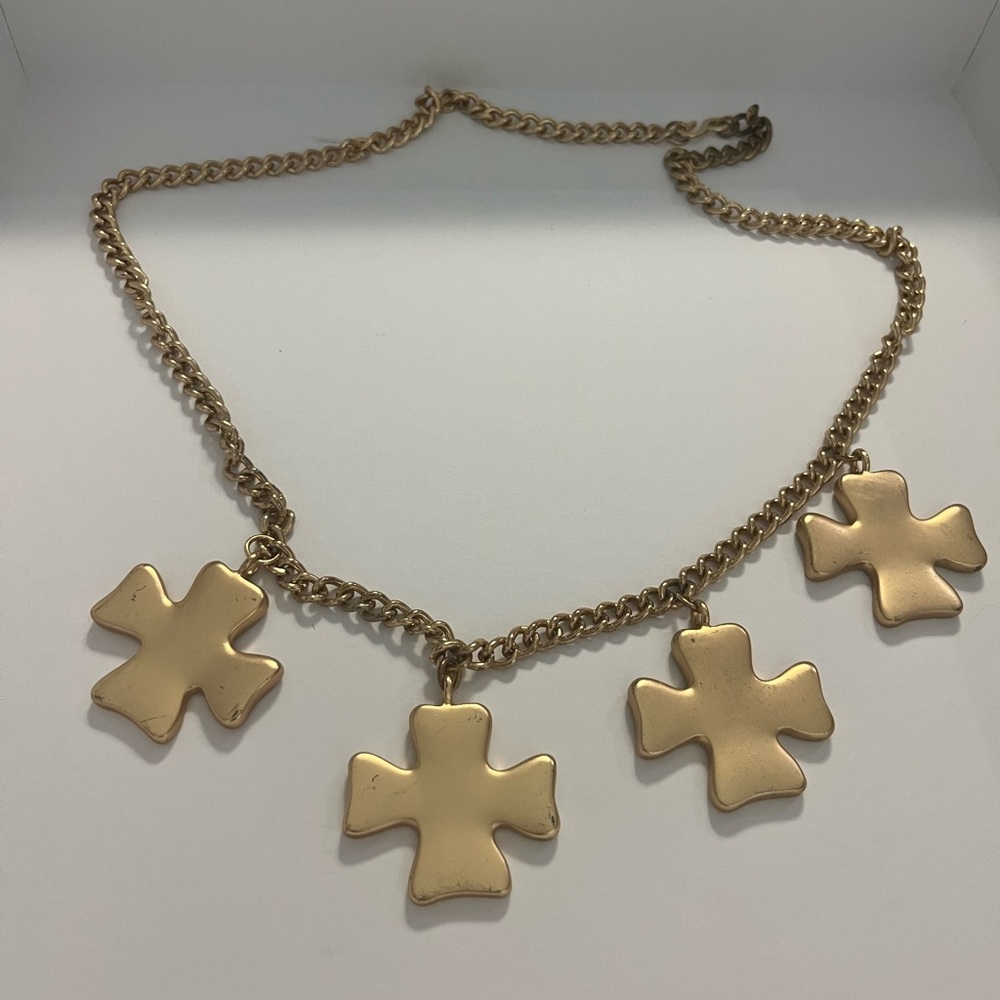 Kenneth Jay Lane gold cross necklace